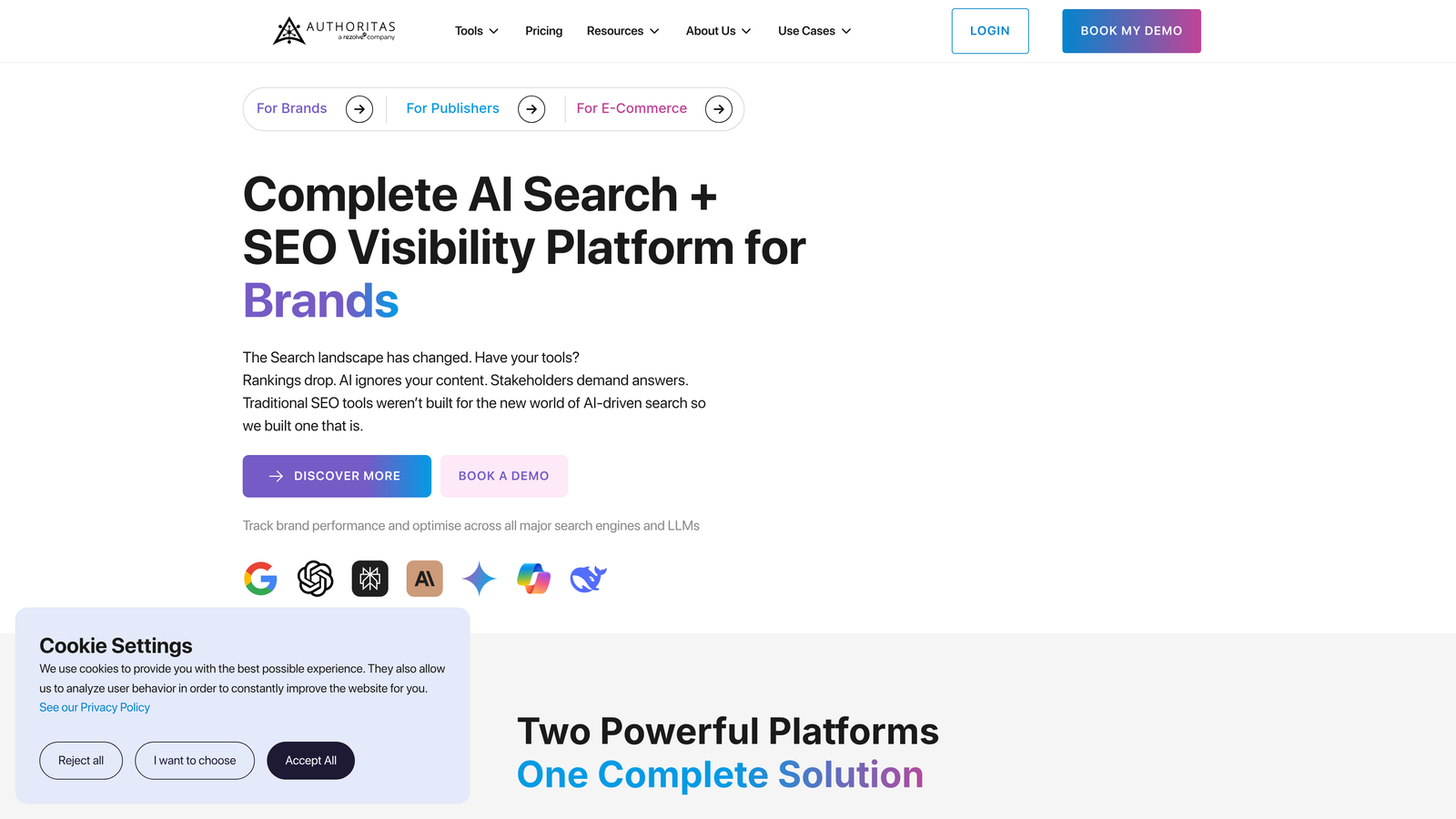 Screenshot of AI Monitor by Authoritas website