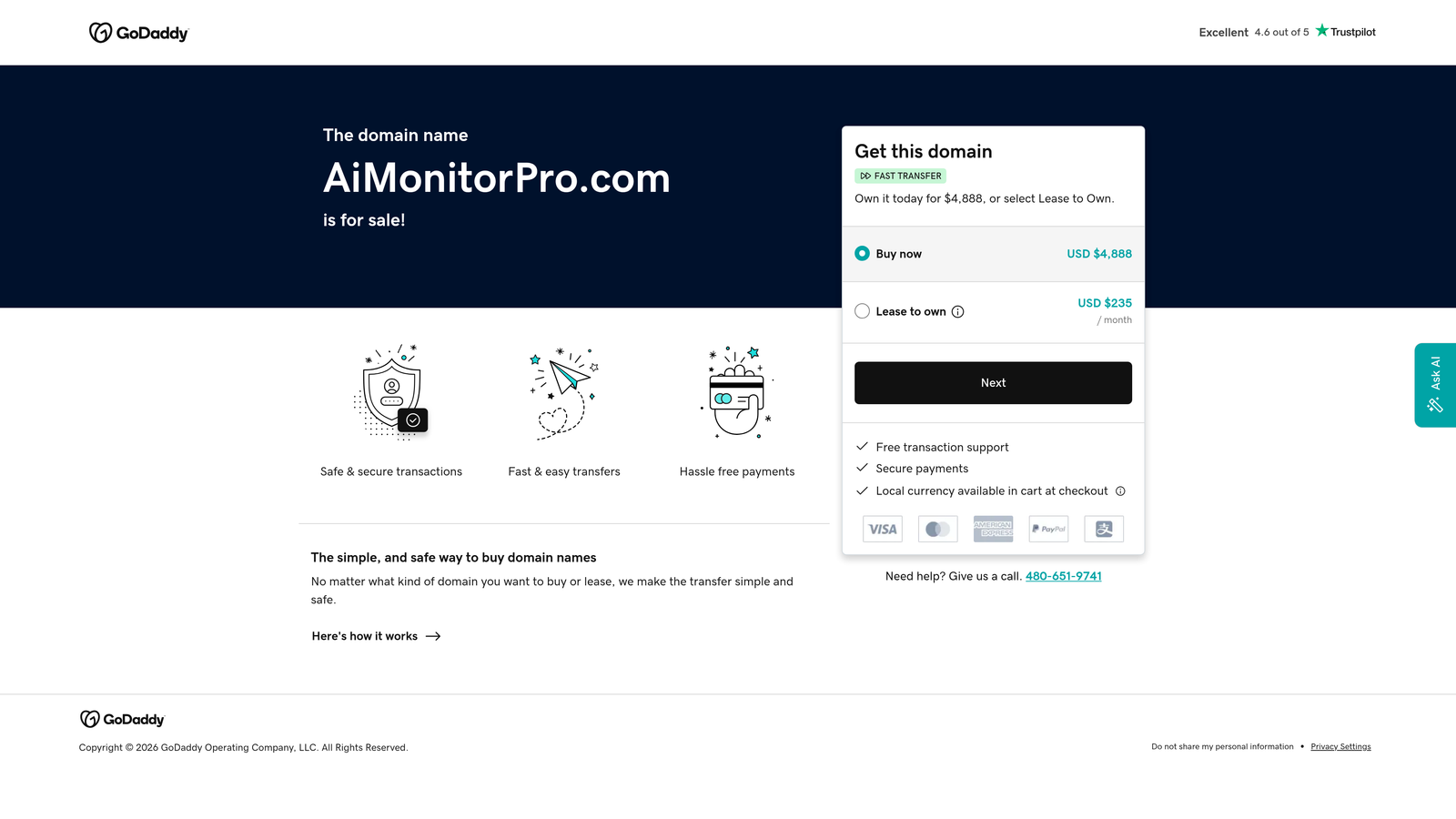 Screenshot of AI Monitor Pro website