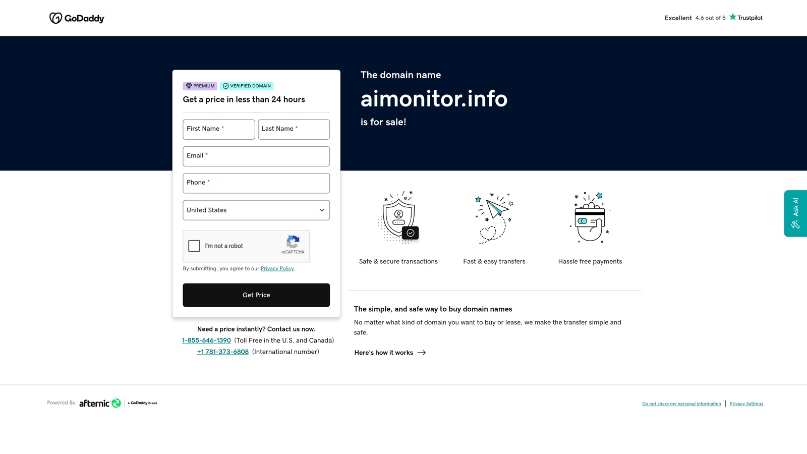 Screenshot of AIMonitor.info website