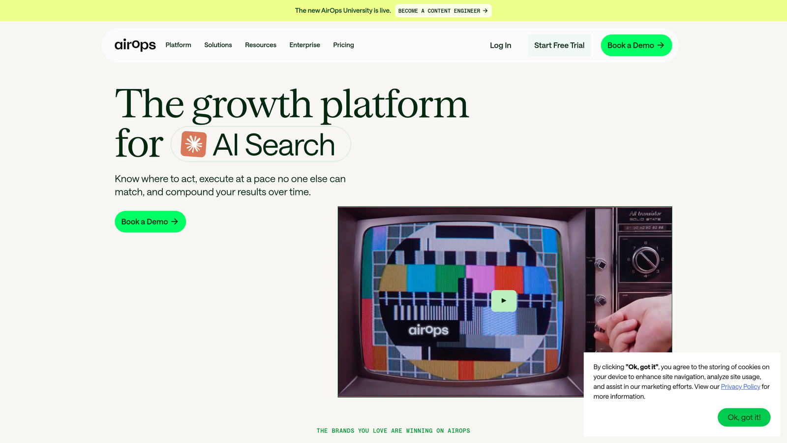 Screenshot of AirOps website