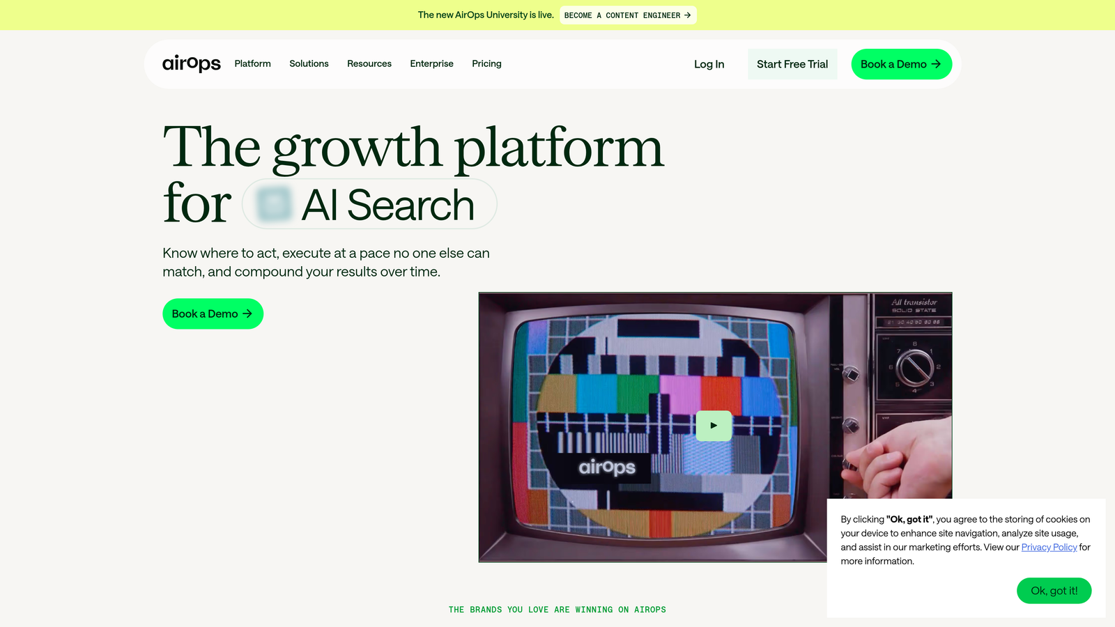 Screenshot of AirOps website