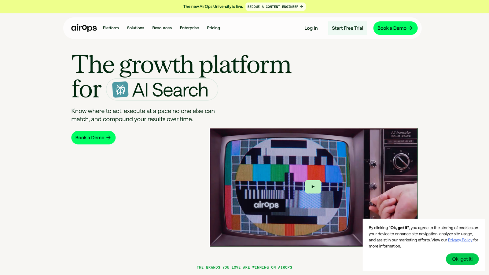 Screenshot of AirOps website