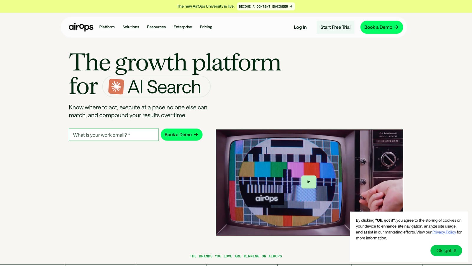 Screenshot of AirOps website
