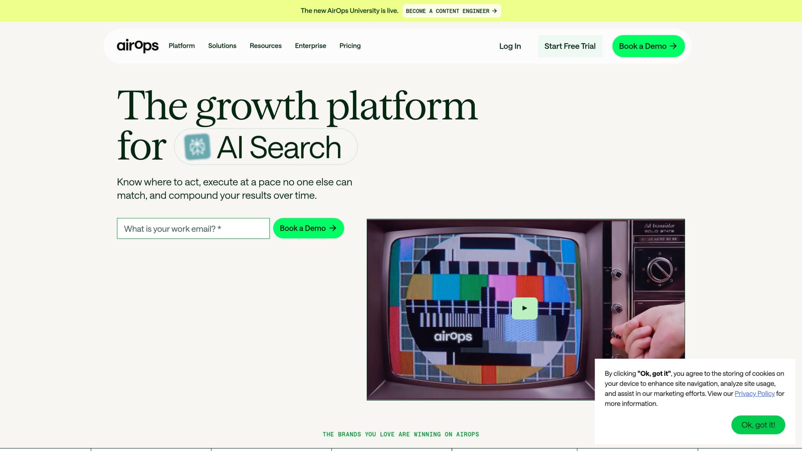 Screenshot of AirOps website