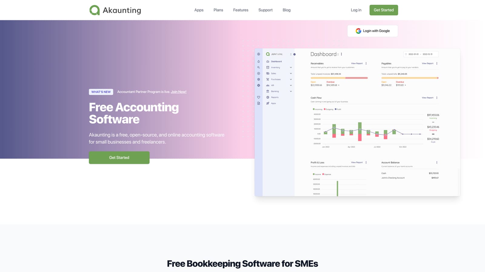 Screenshot of Akaunting website