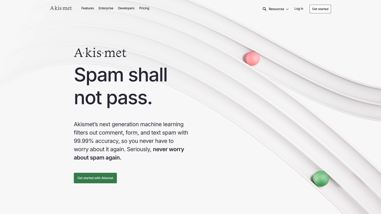 Screenshot of Akismet website