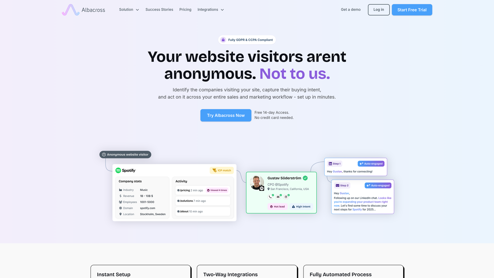 Screenshot of Albacross website
