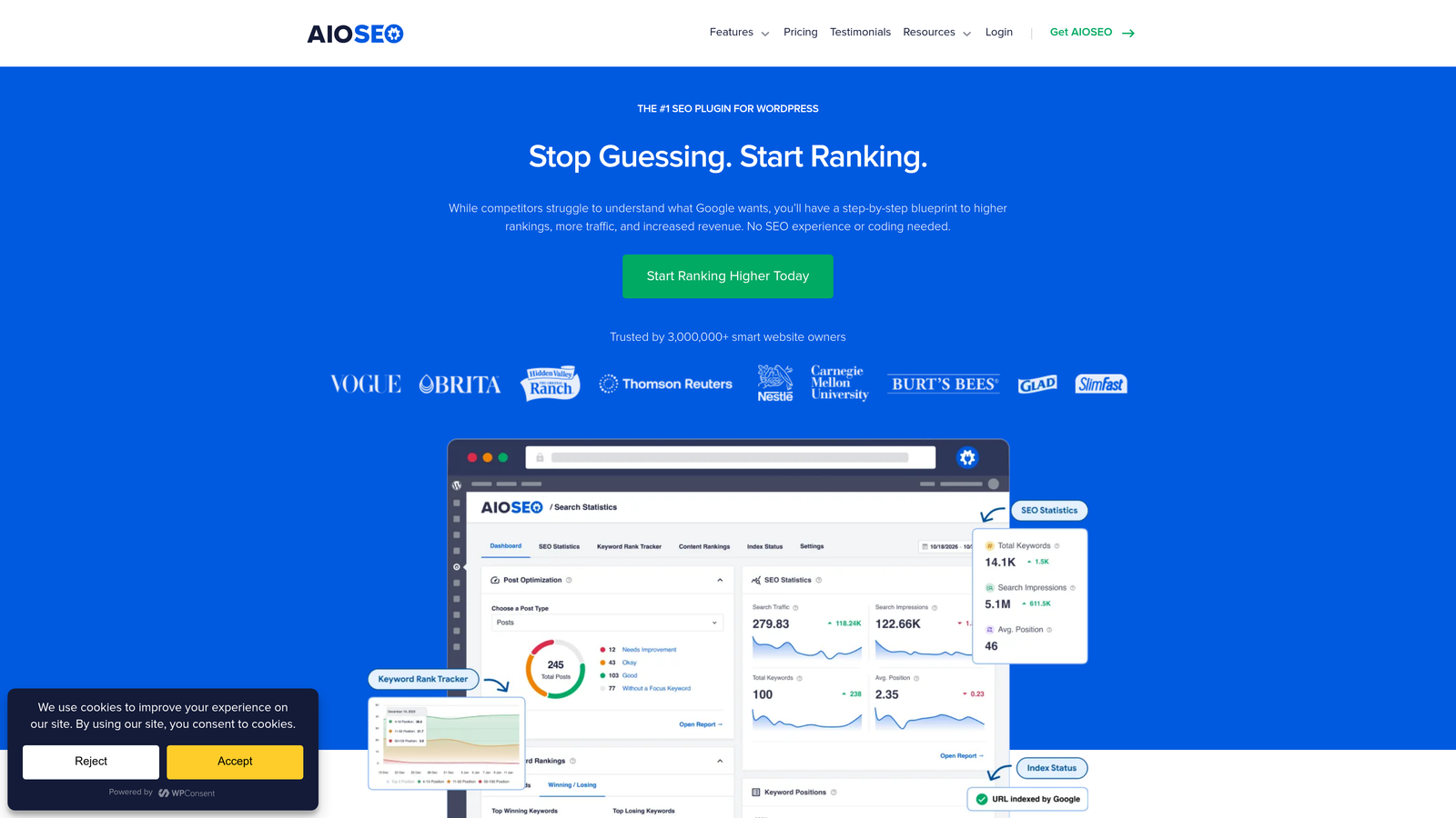 Screenshot of All in One SEO (AIOSEO) website