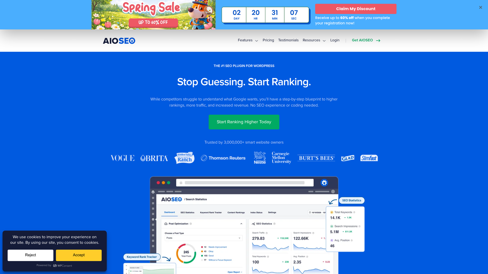 Screenshot of All in One SEO (AIOSEO) website