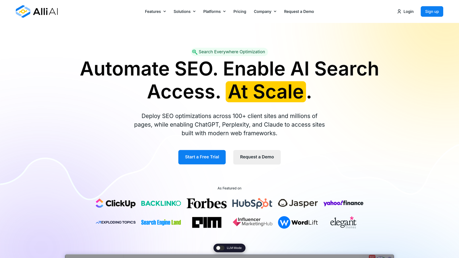Screenshot of Alli AI website