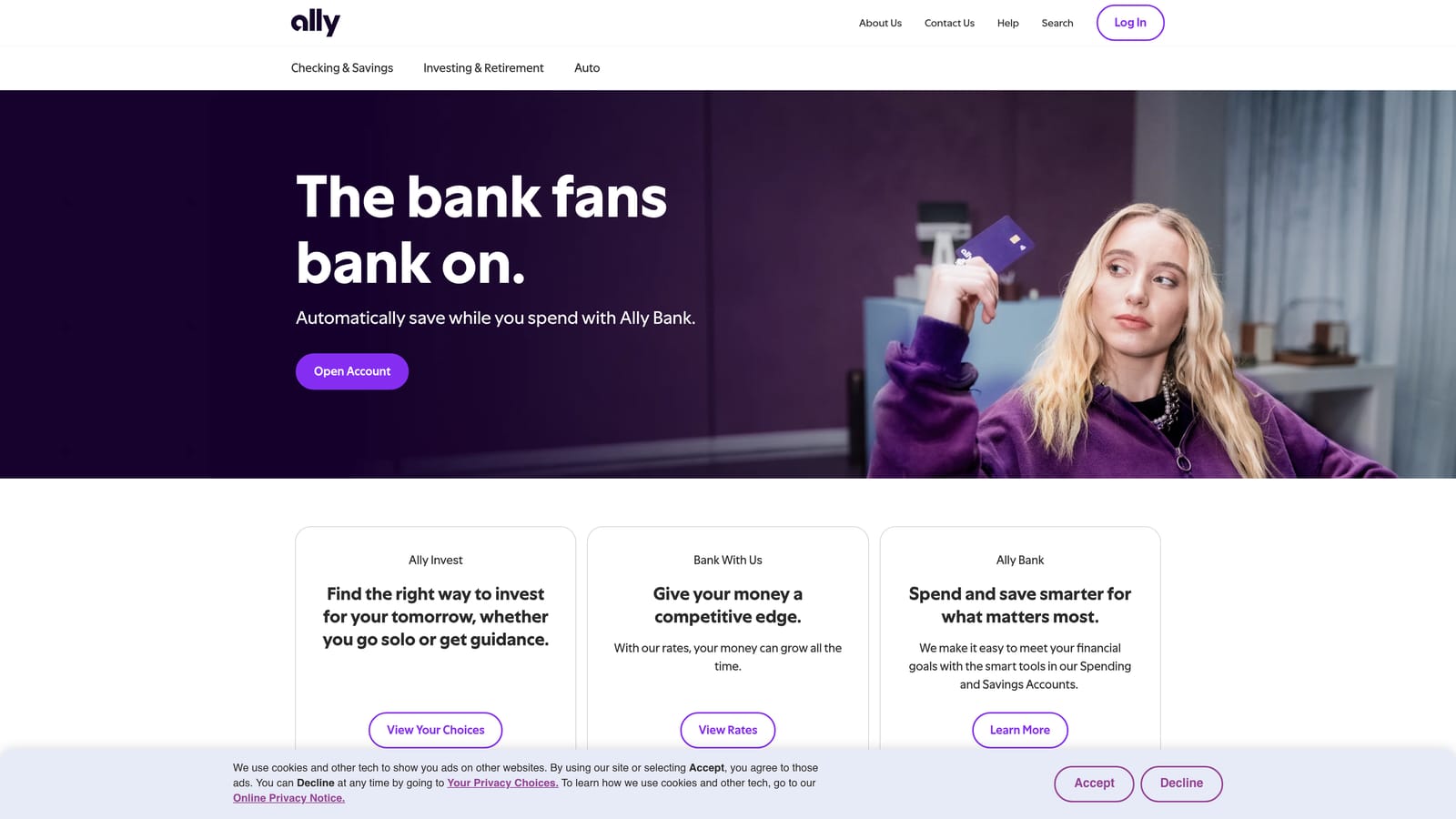 Screenshot of Ally Bank Online Savings Account website
