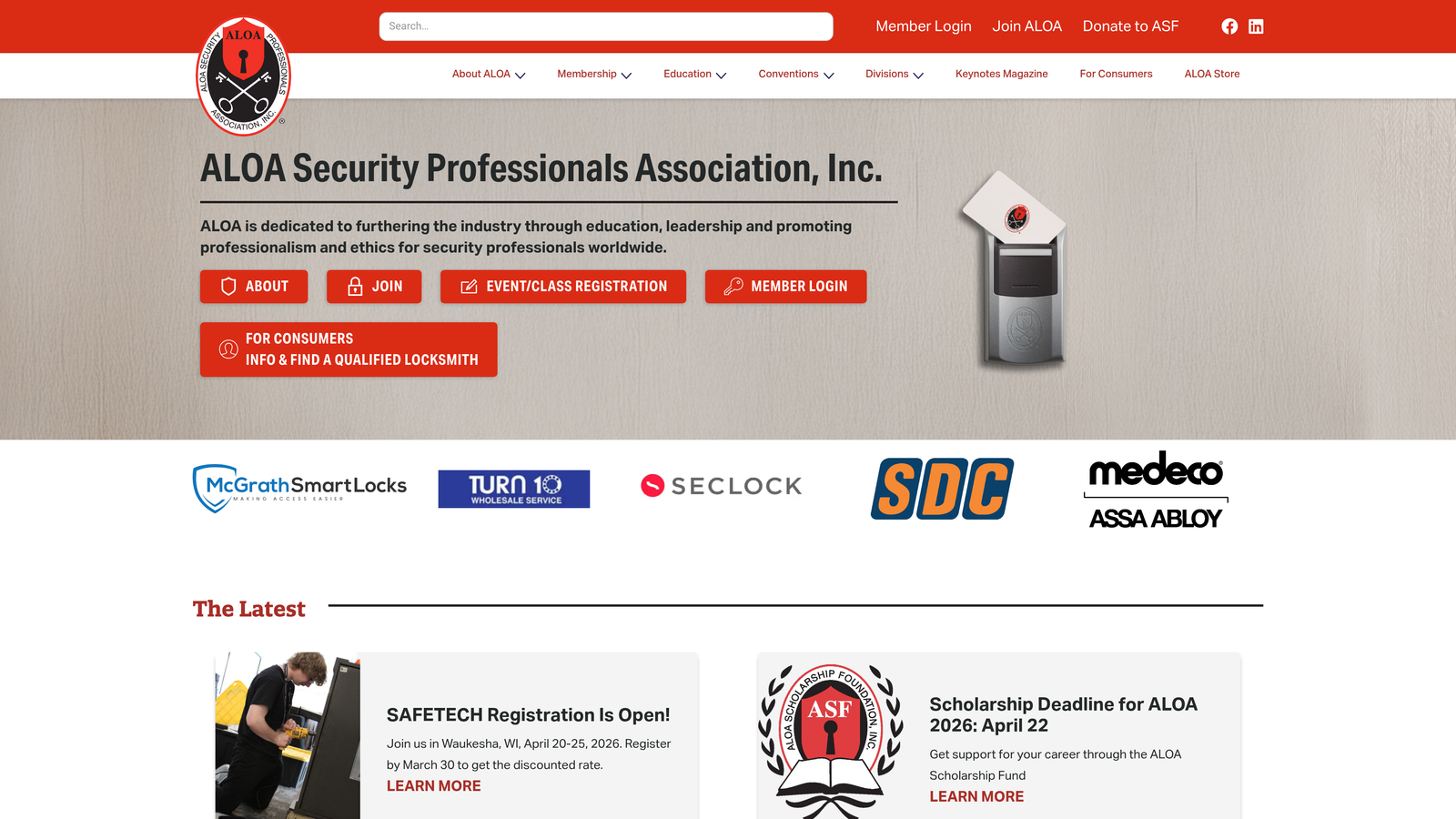 Screenshot of ALOA-Certified Local Locksmiths website