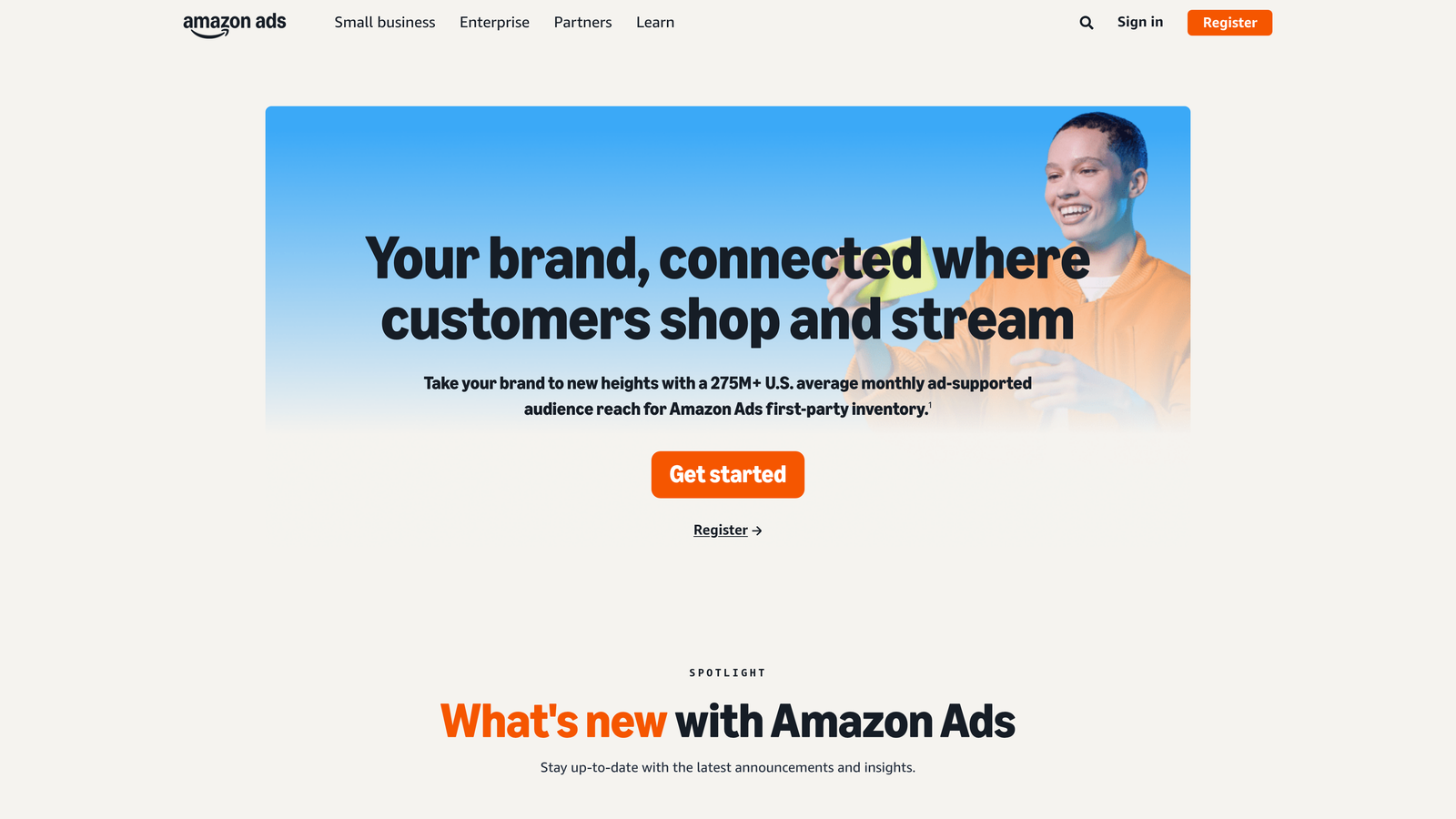 Screenshot of Amazon DSP website homepage