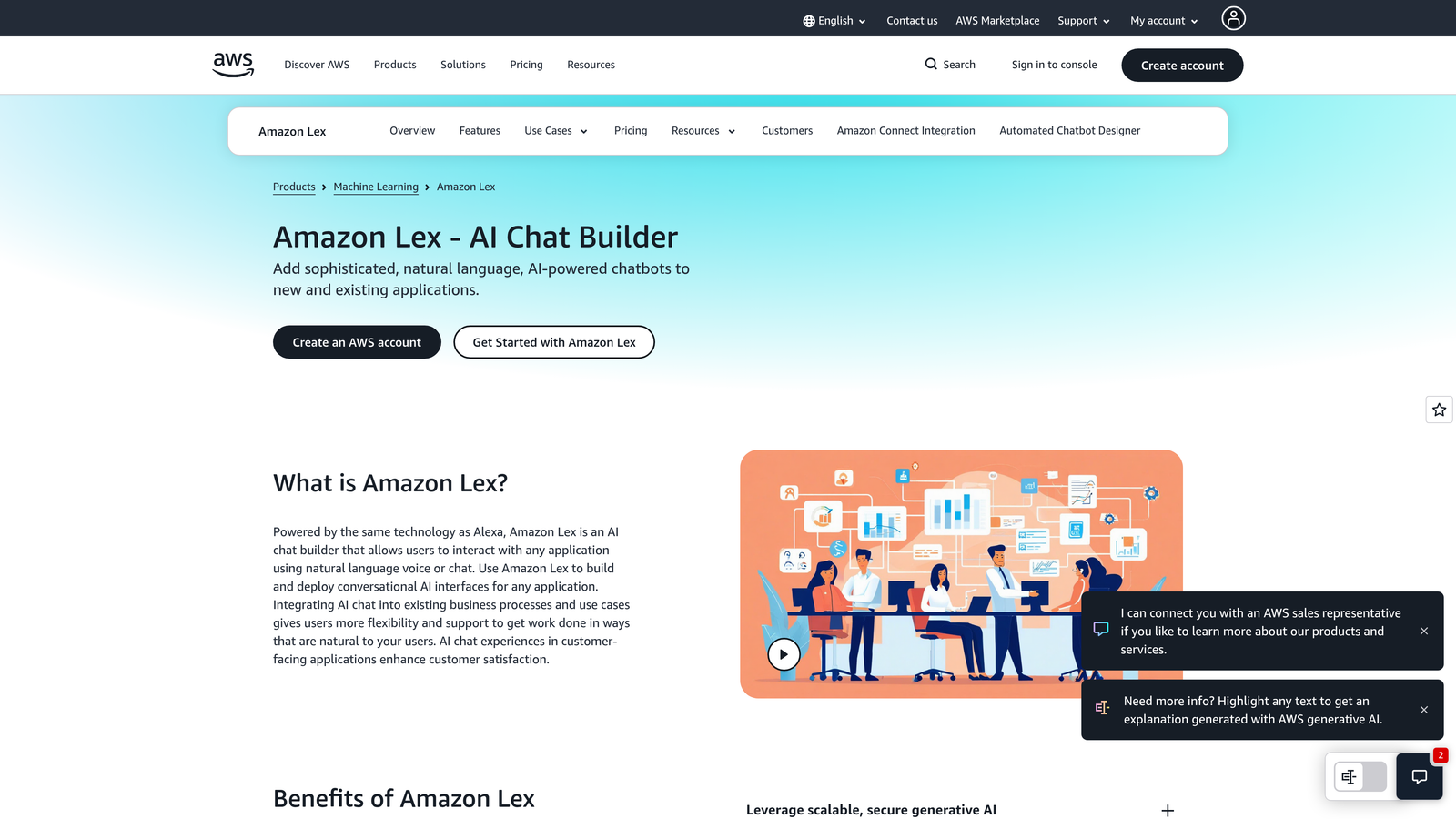 Screenshot of Amazon Lex website