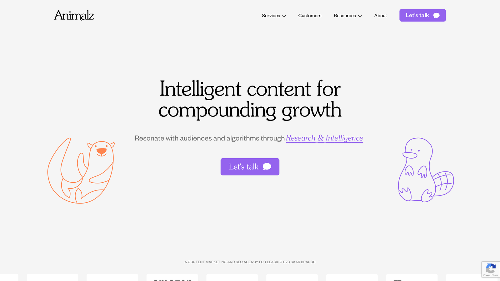 Screenshot of Animalz website