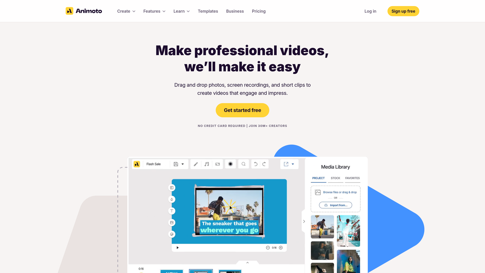 Screenshot of Animoto website