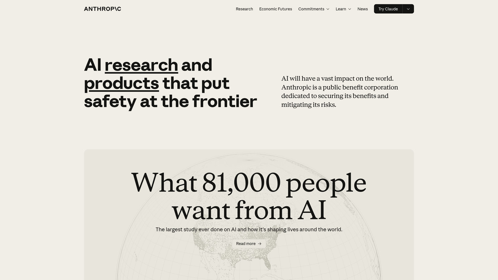 Screenshot of Anthropic API website