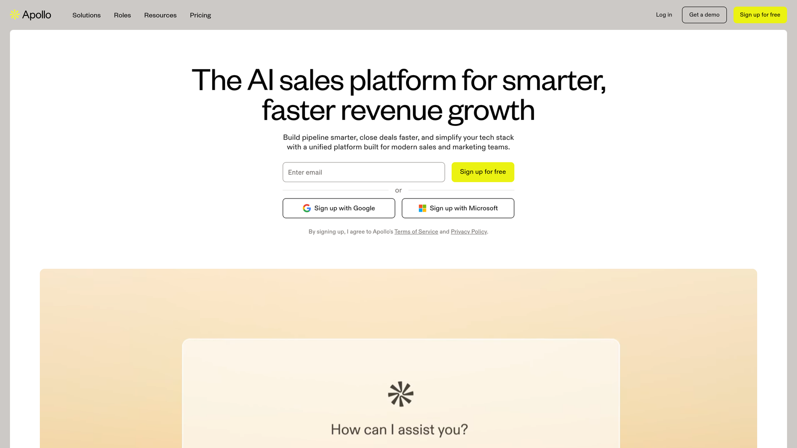 Screenshot of Apollo.io website