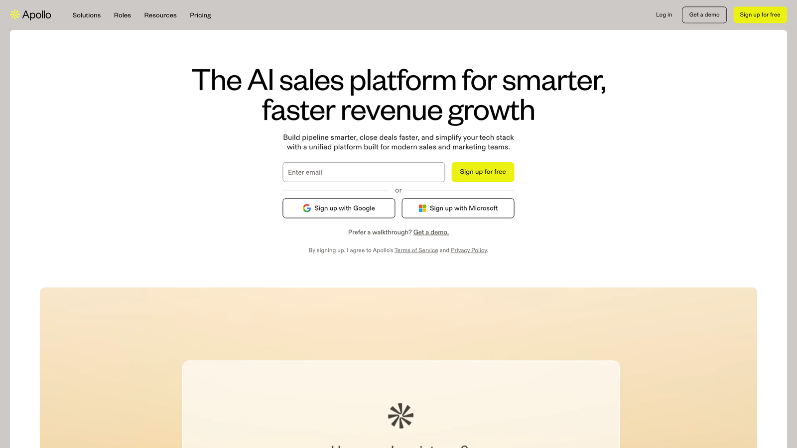 Screenshot of Apollo.io website