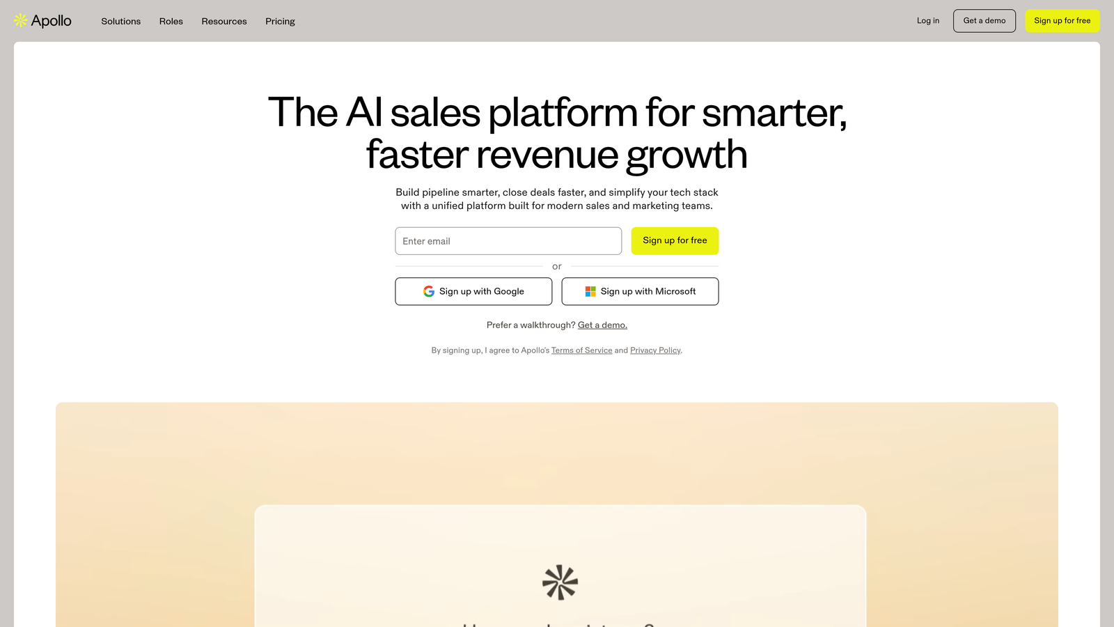 Screenshot of Apollo.io website