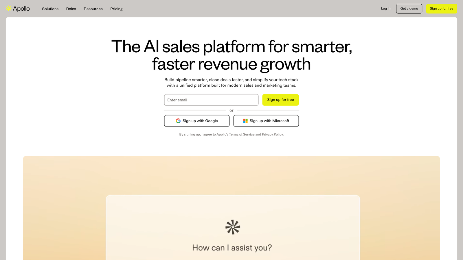 Screenshot of Apollo.io website