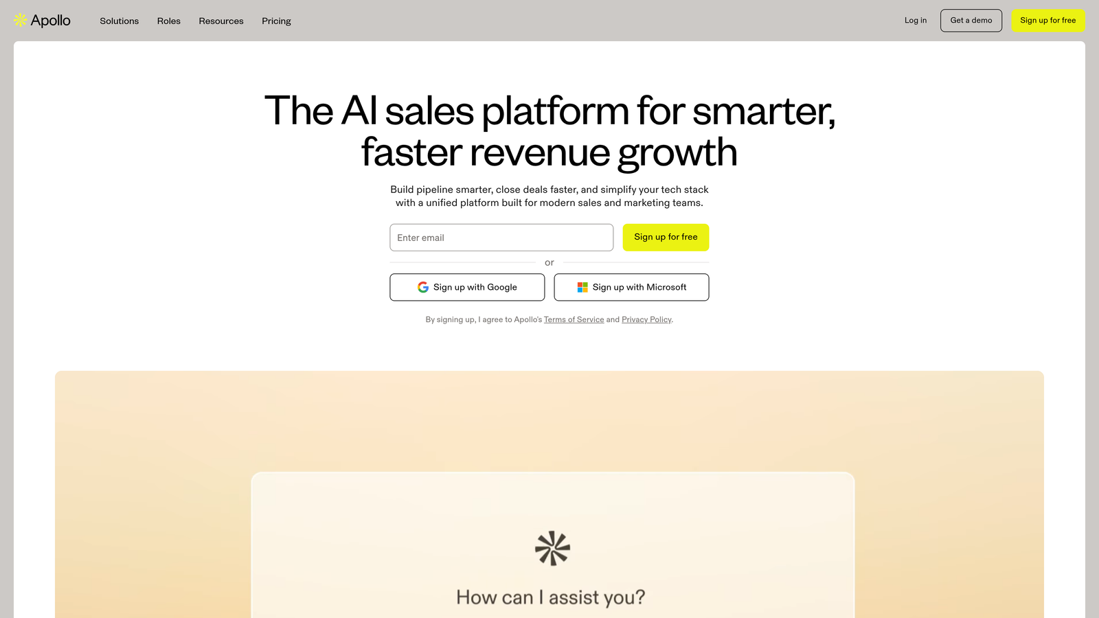 Screenshot of Apollo.io website