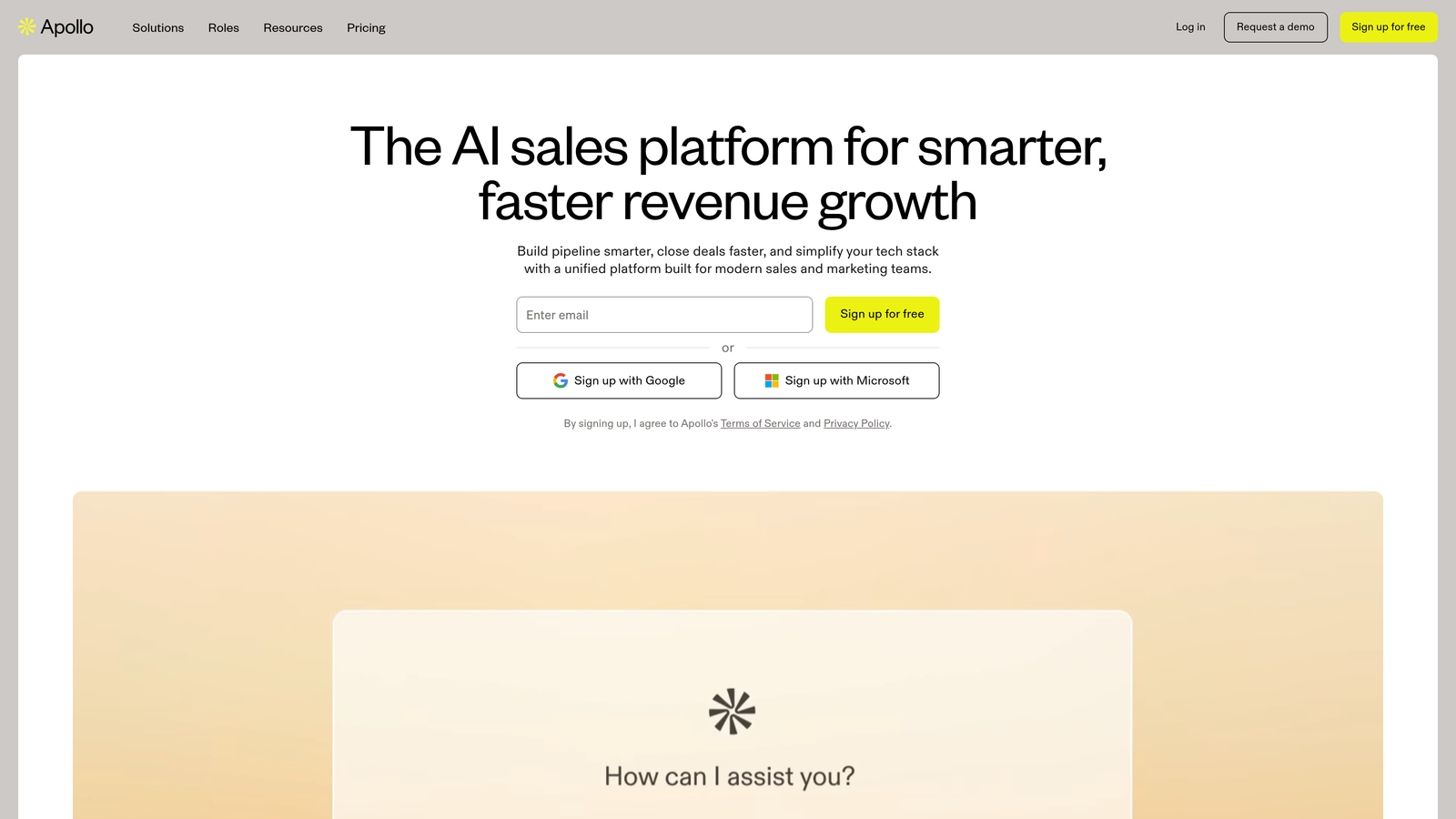 Screenshot of Apollo.io website