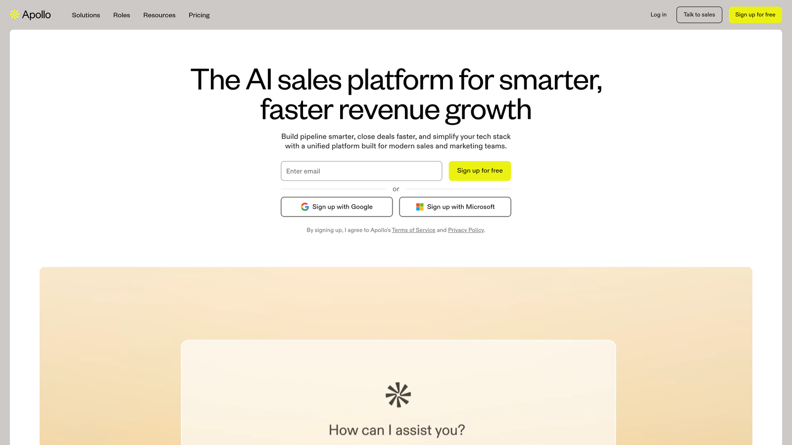Screenshot of Apollo.io website