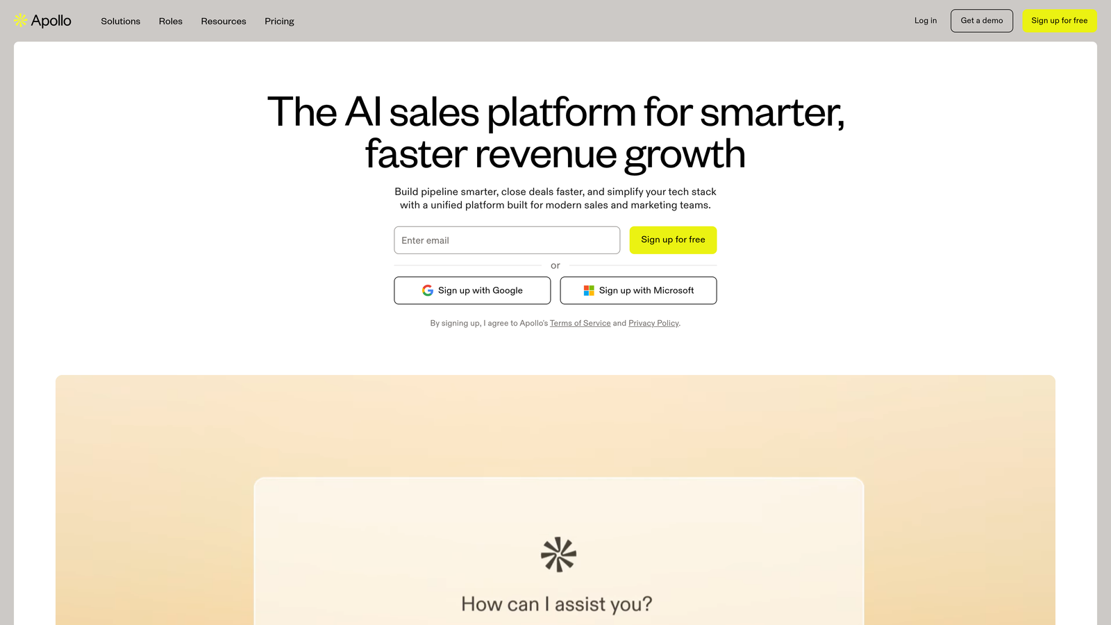 Screenshot of Apollo.io website