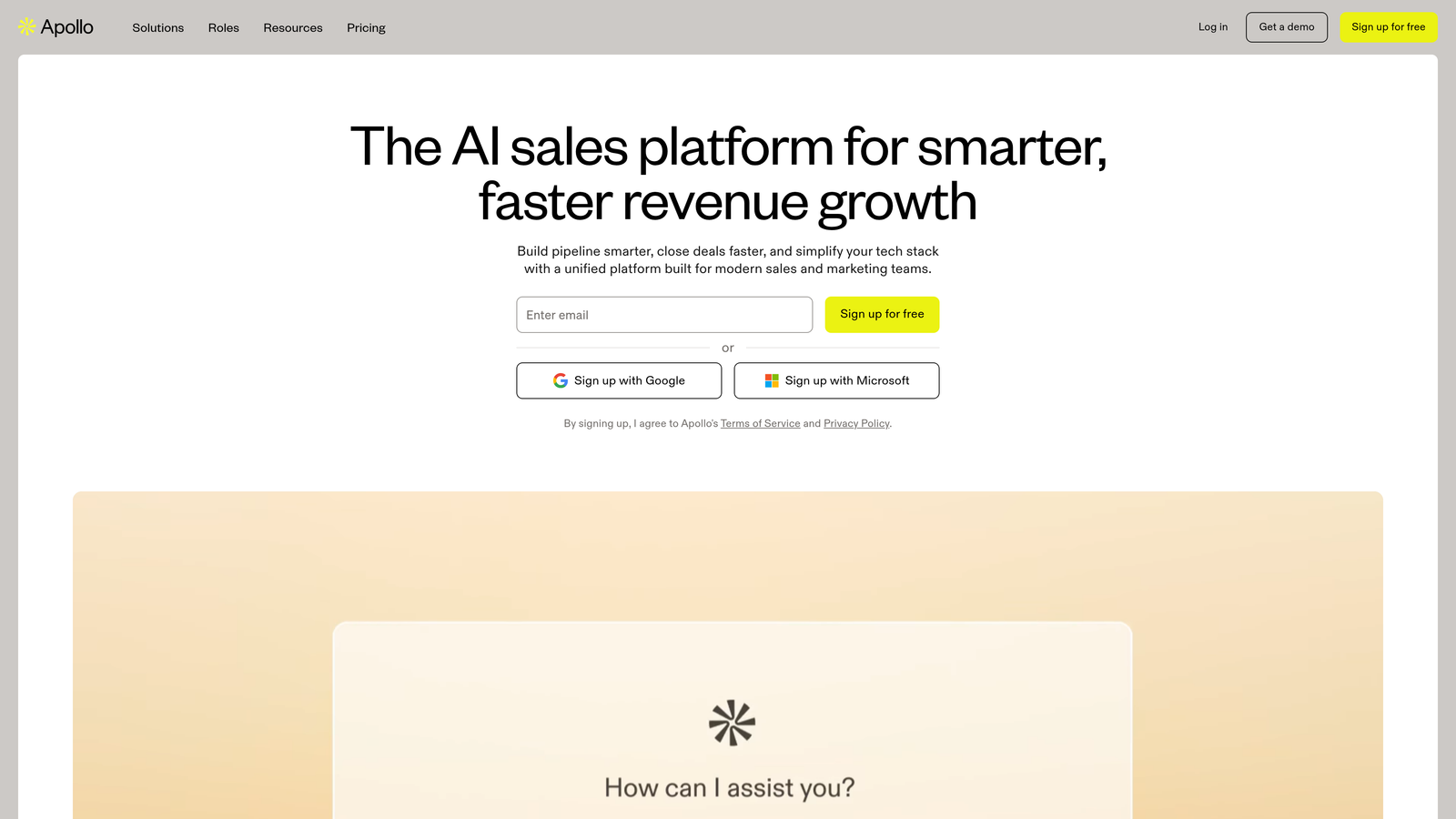 Screenshot of Apollo.io website