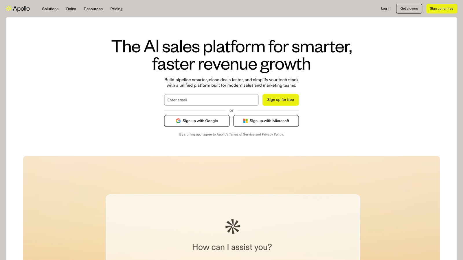 Screenshot of Apollo.io website