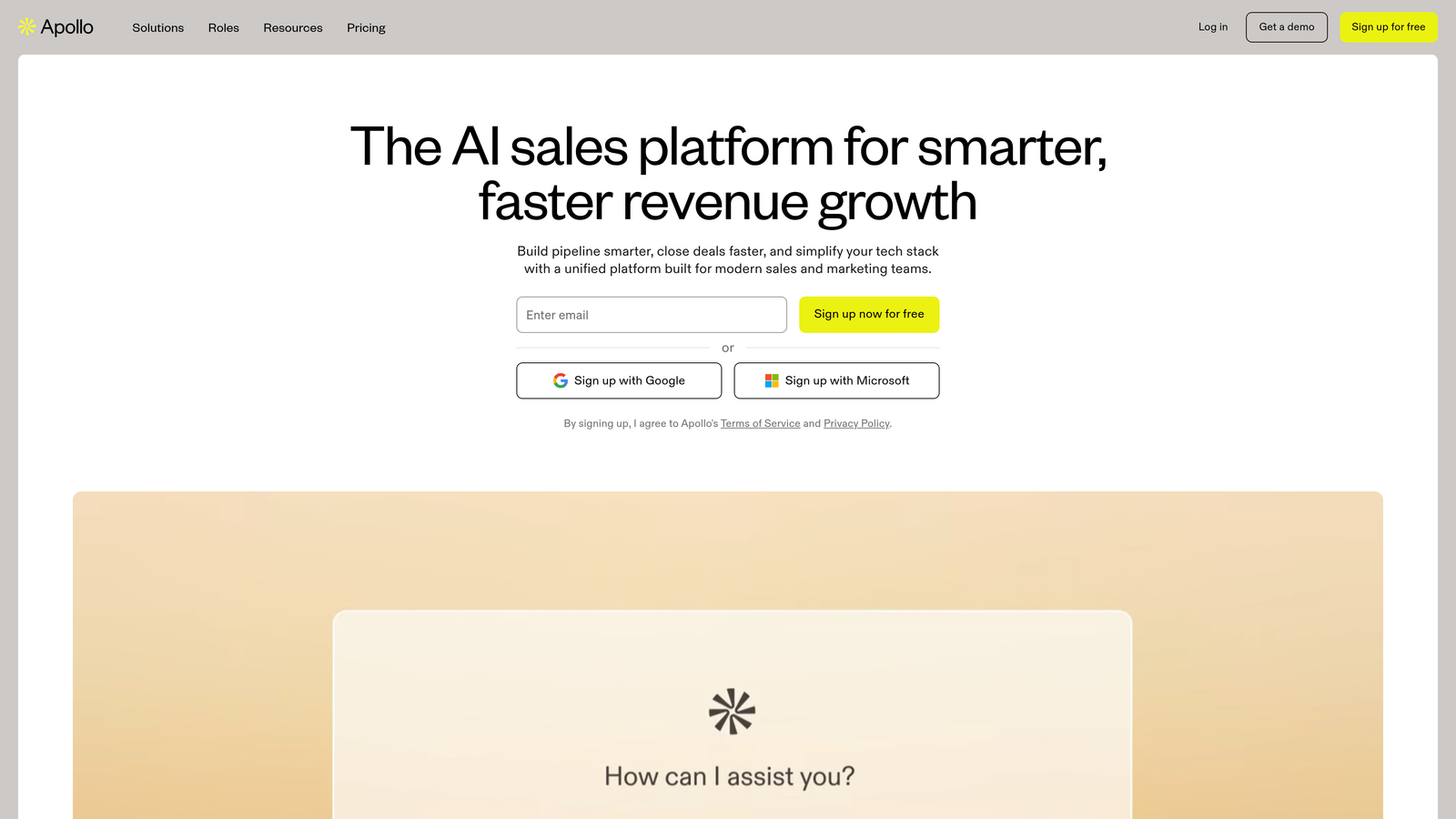 Screenshot of Apollo.io website