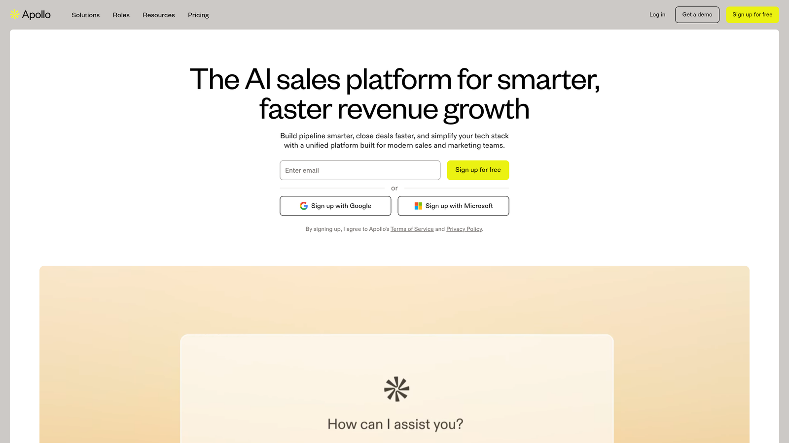 Screenshot of Apollo.io website