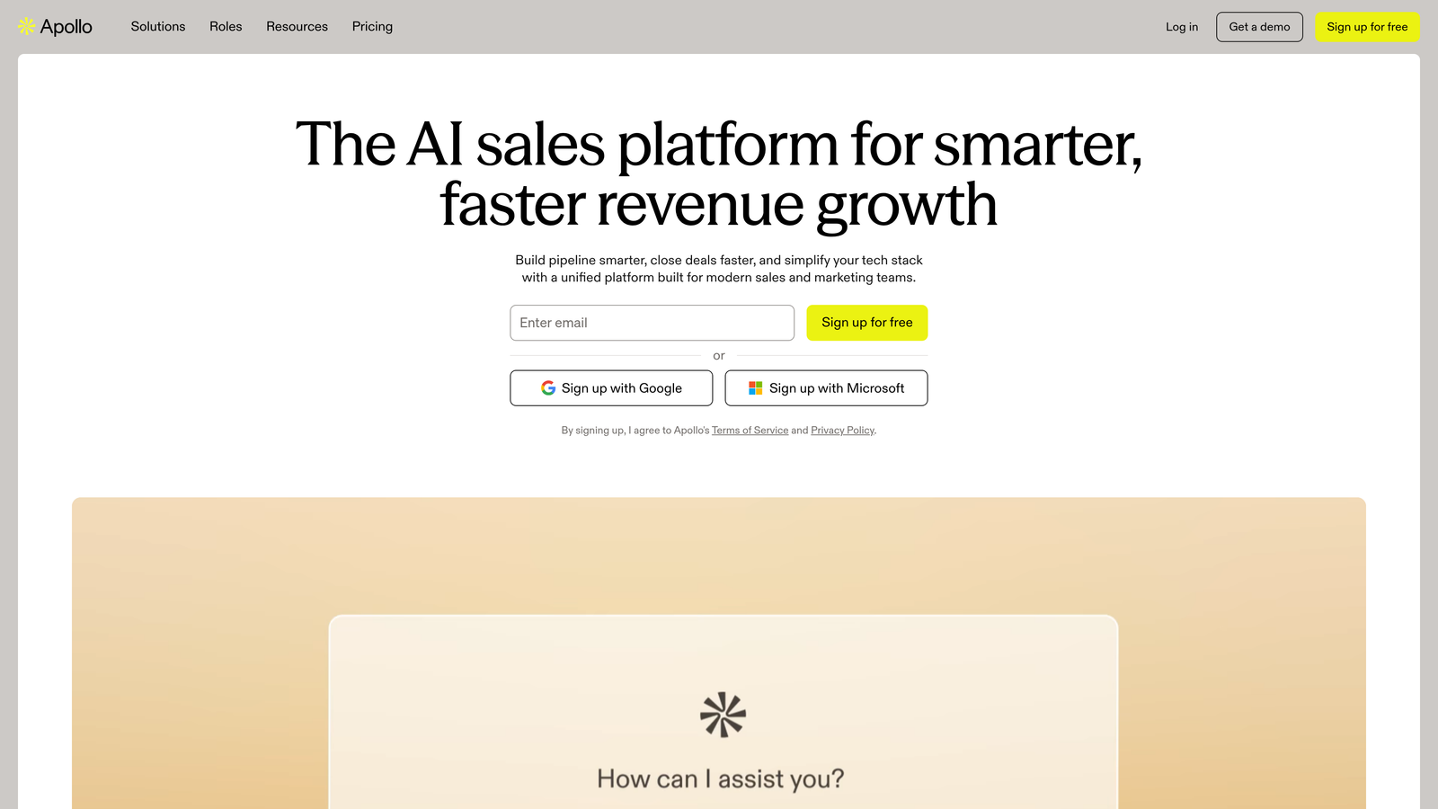 Screenshot of Apollo.io website