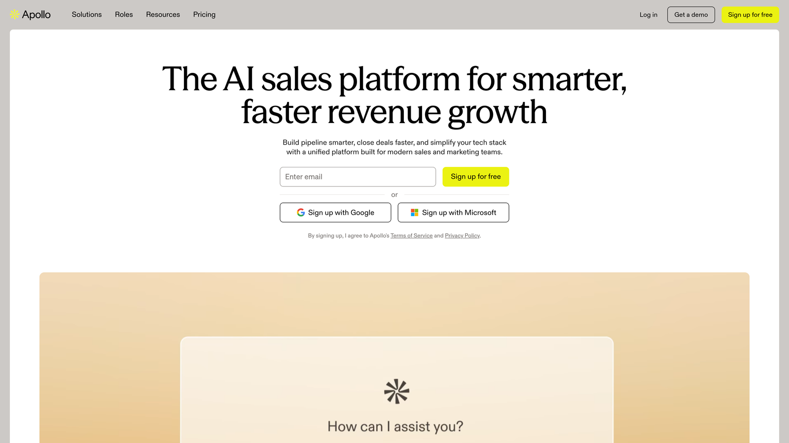 Screenshot of Apollo.io website