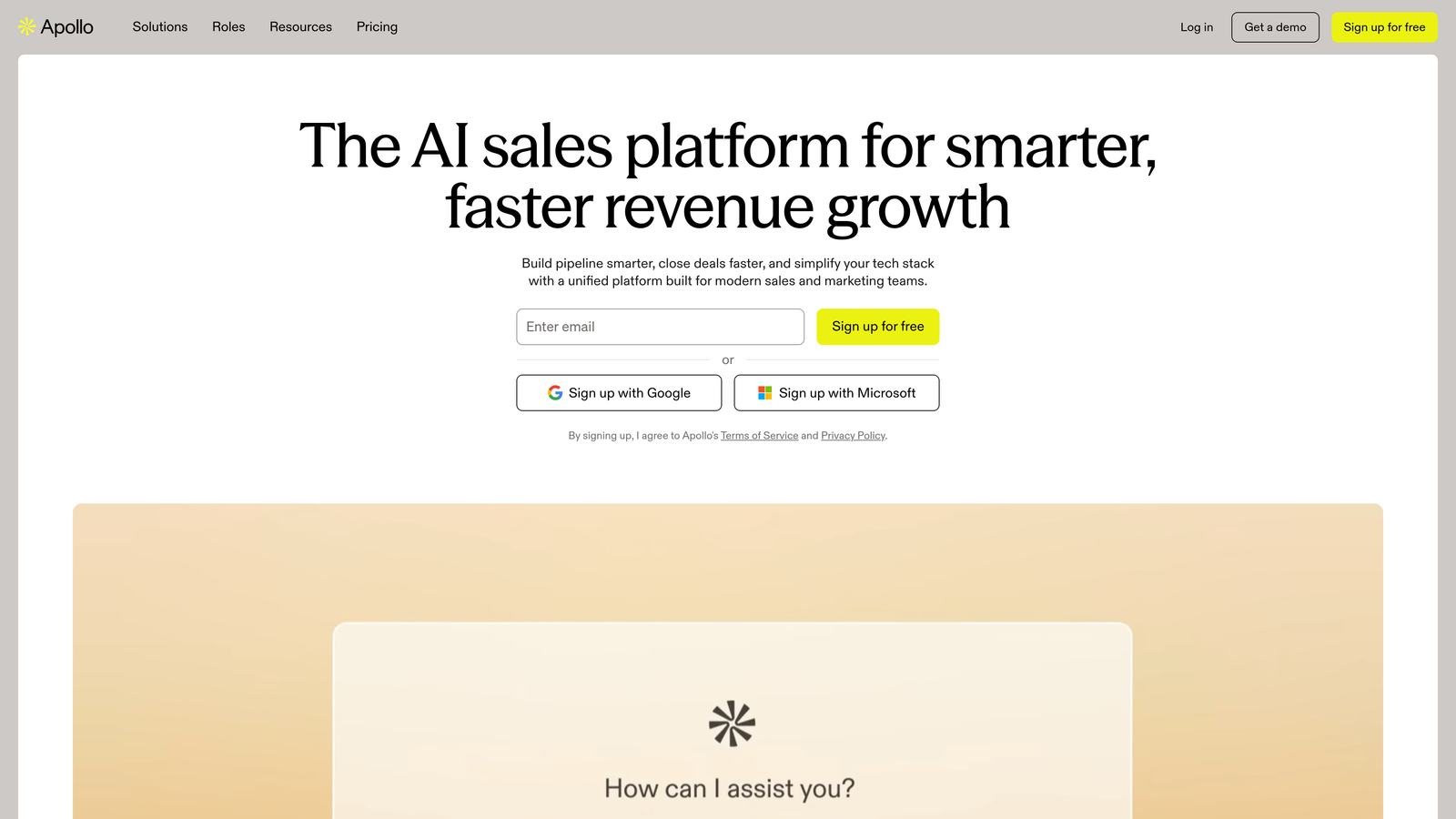 Screenshot of Apollo.io website
