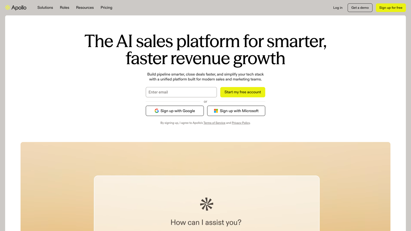 Screenshot of Apollo.io website
