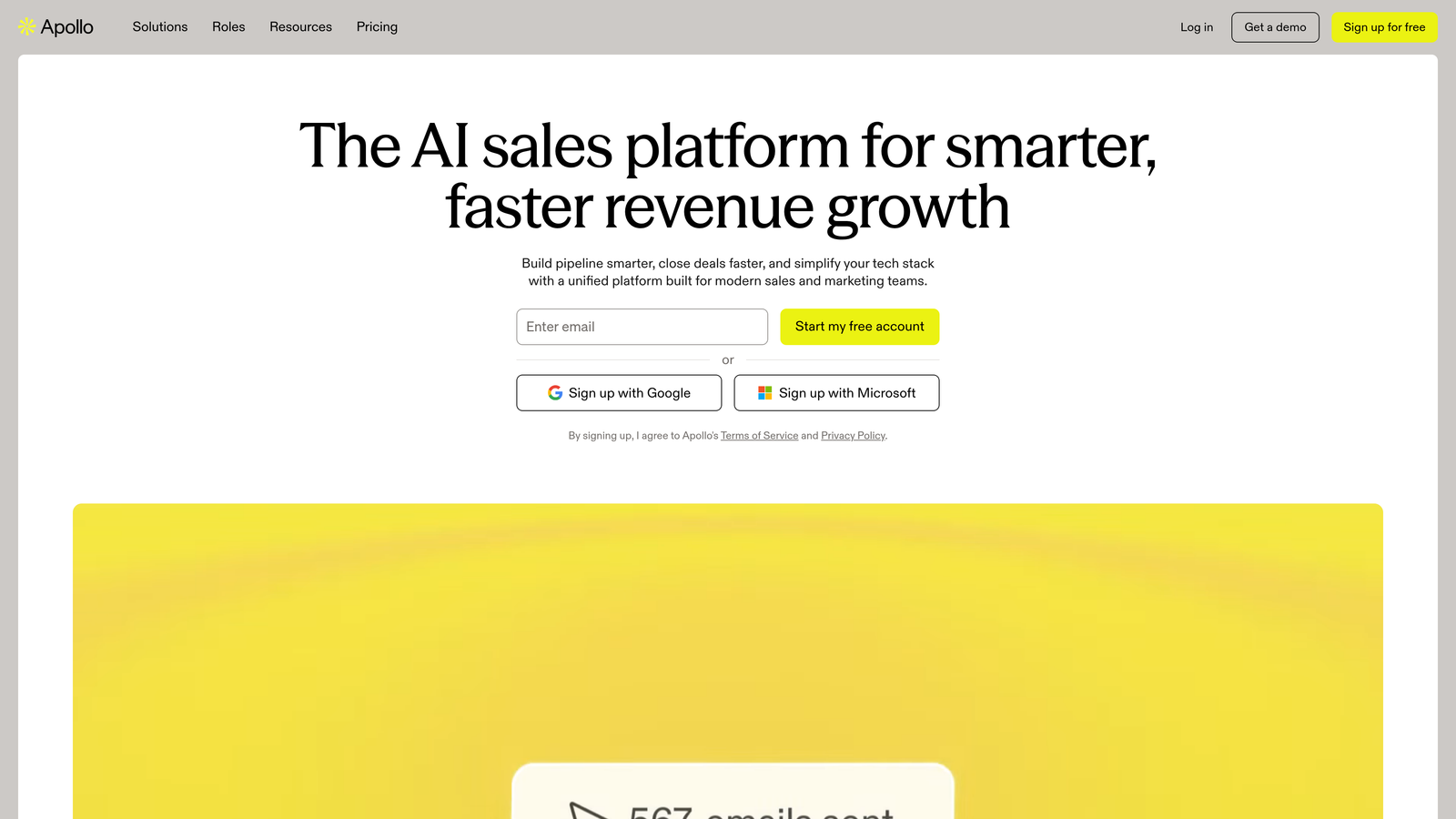 Screenshot of Apollo.io website