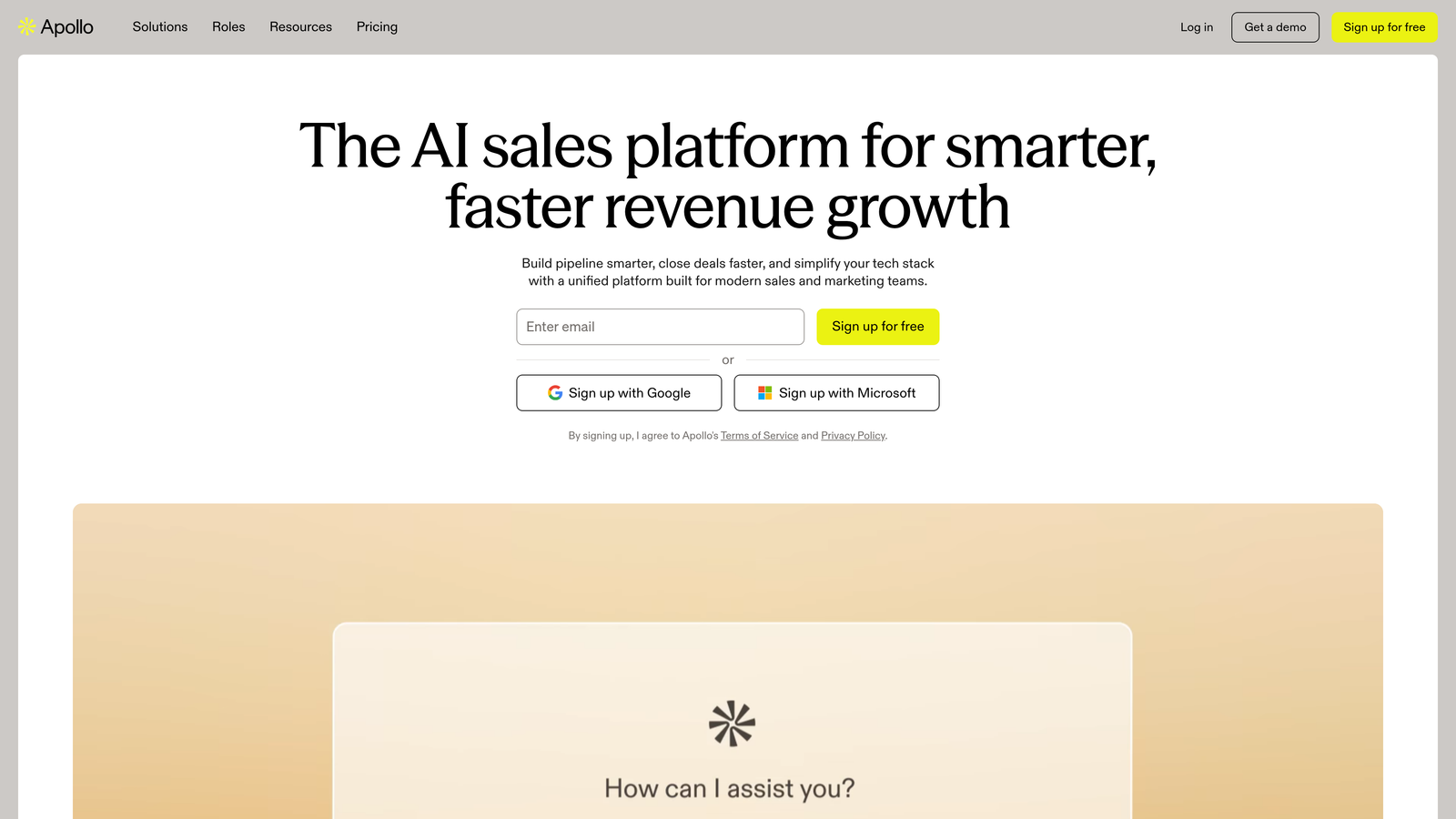 Screenshot of Apollo.io website