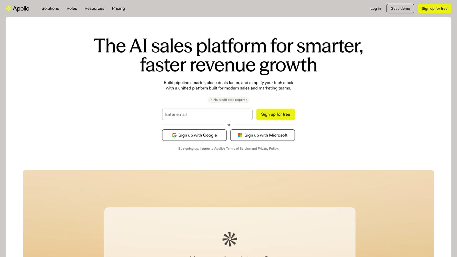 Screenshot of Apollo.io website