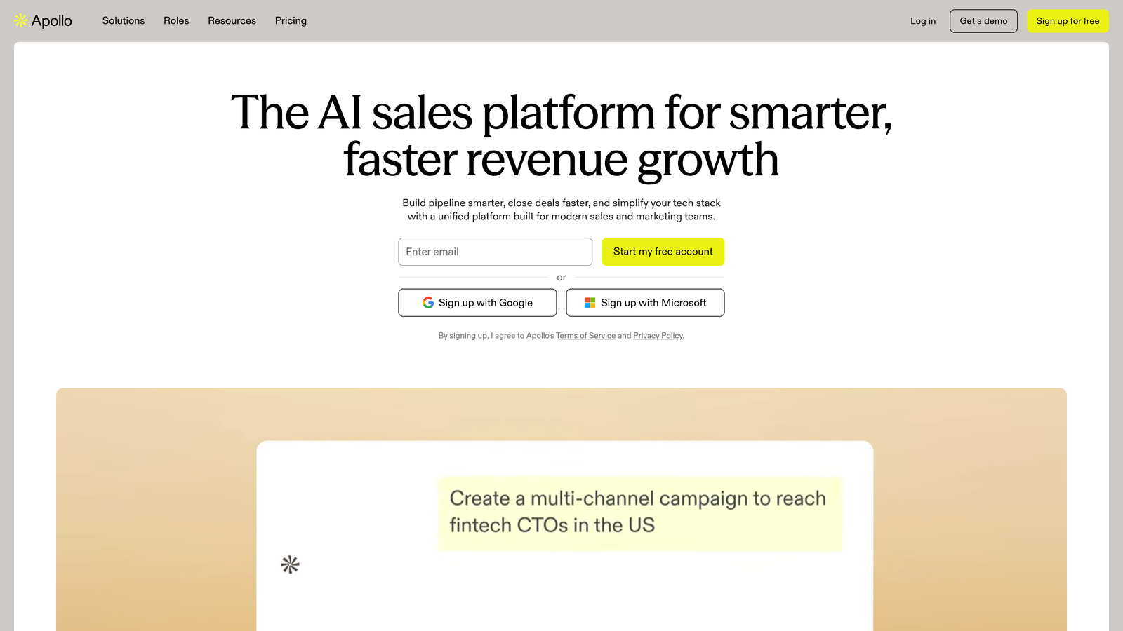Screenshot of Apollo website
