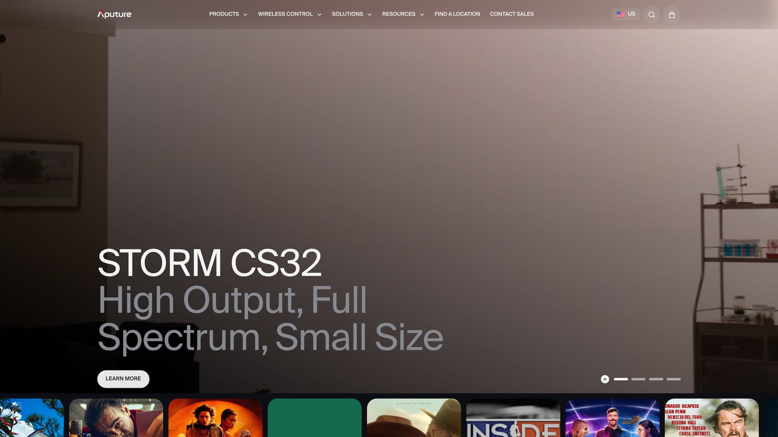 Screenshot of Aputure Amaran 100d S website