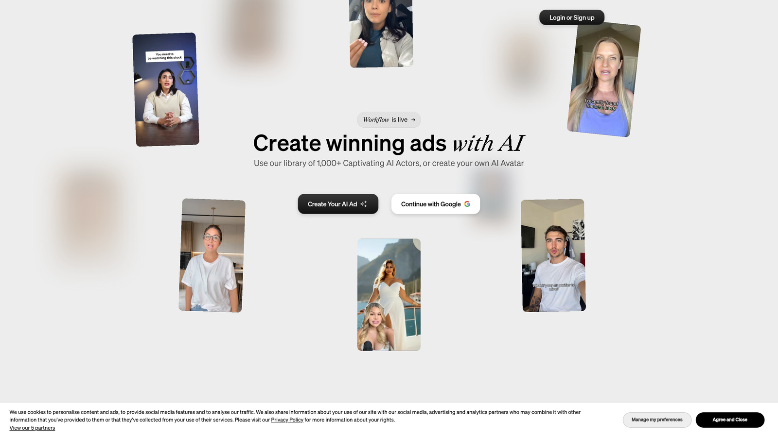 Screenshot of Arcads website