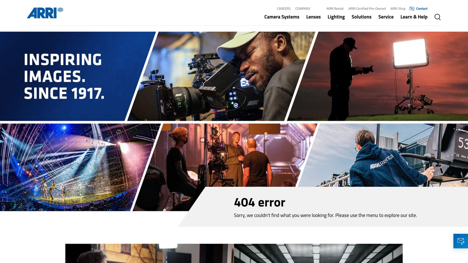 Screenshot of ARRI Rental website