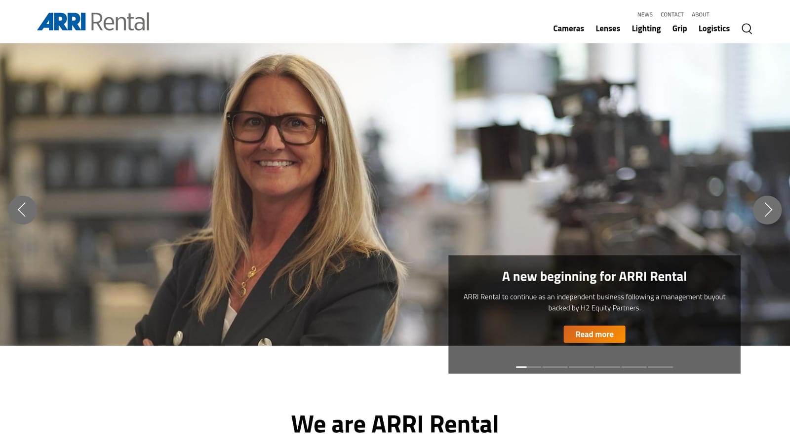 Screenshot of ARRI Rental website