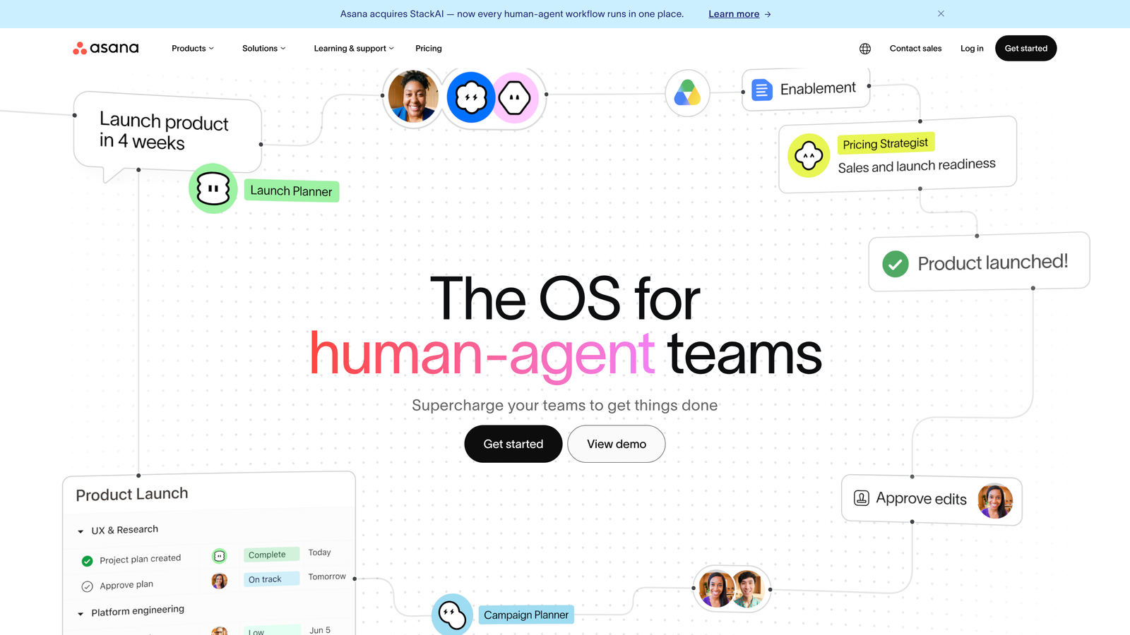 Screenshot of Asana website
