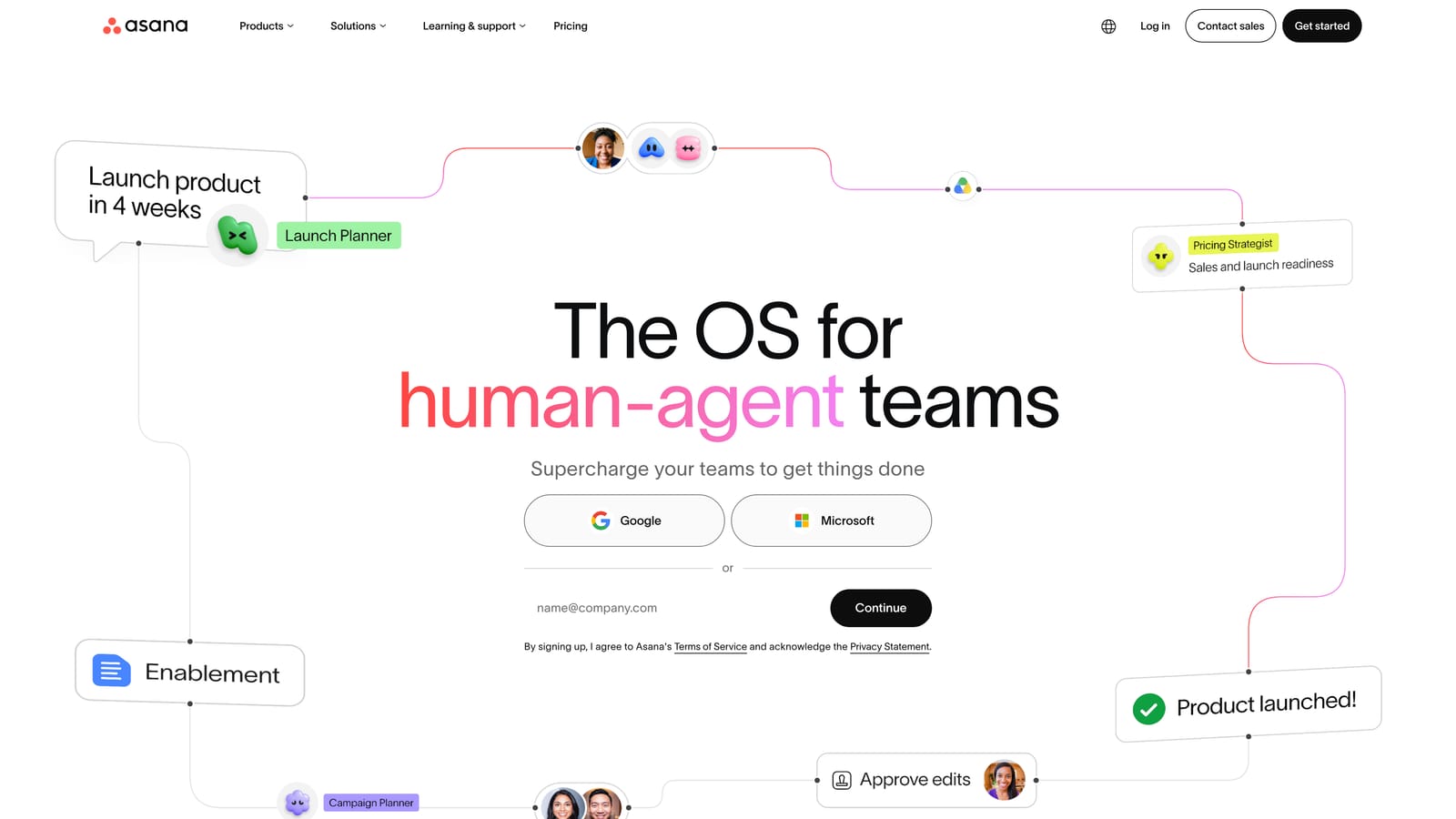 Screenshot of Asana website