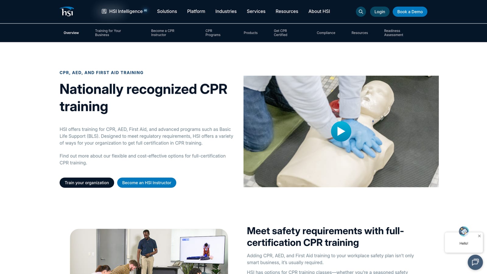 Screenshot of ASHI (American Safety and Health Institute) website