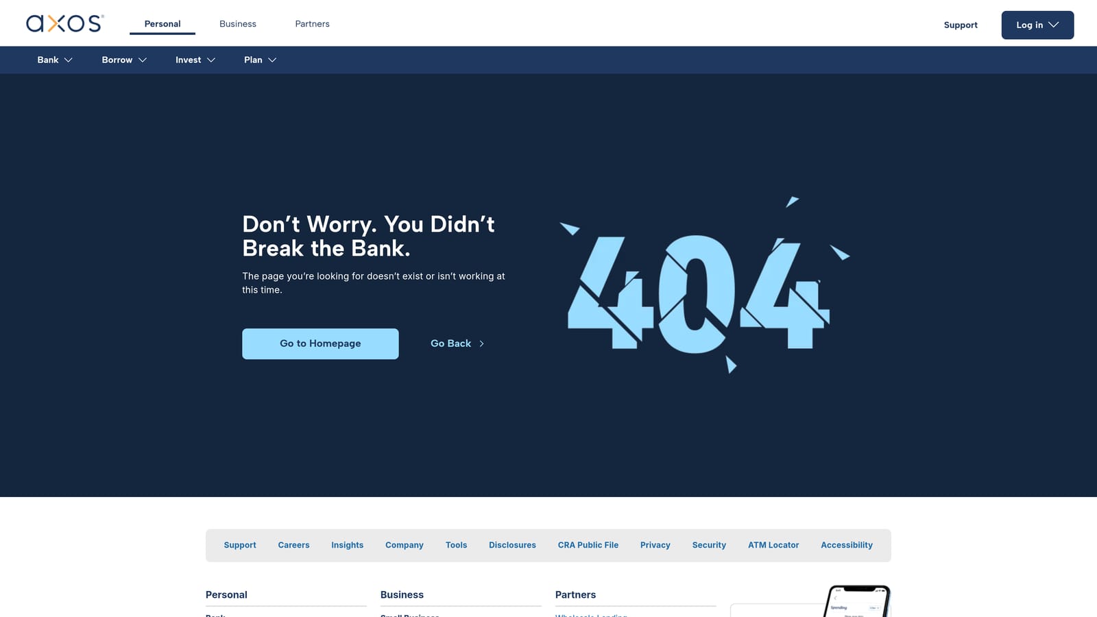Screenshot of Axos Bank First Checking website