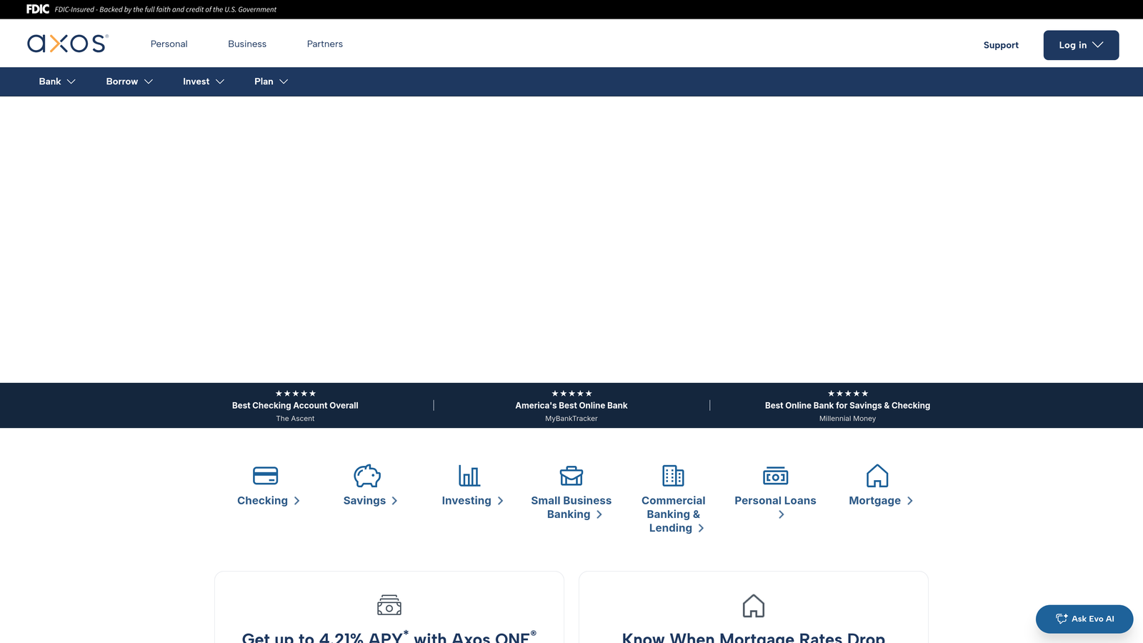 Screenshot of Axos Bank website